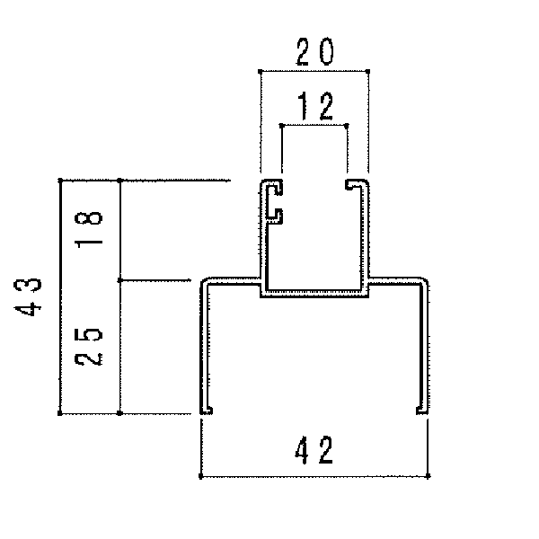 ガラス胴縁 42×43 KT-T4243【定尺=5500】