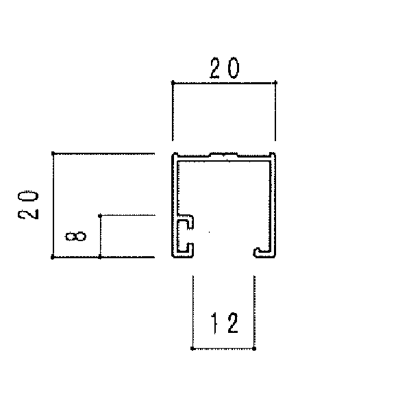 ガラスW枠 20×20 KT-T2020【定尺=4600】